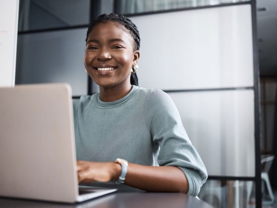 Social media manager. Social media jobs. Female social media manager.