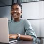 Social media manager. Social media jobs. Female social media manager.