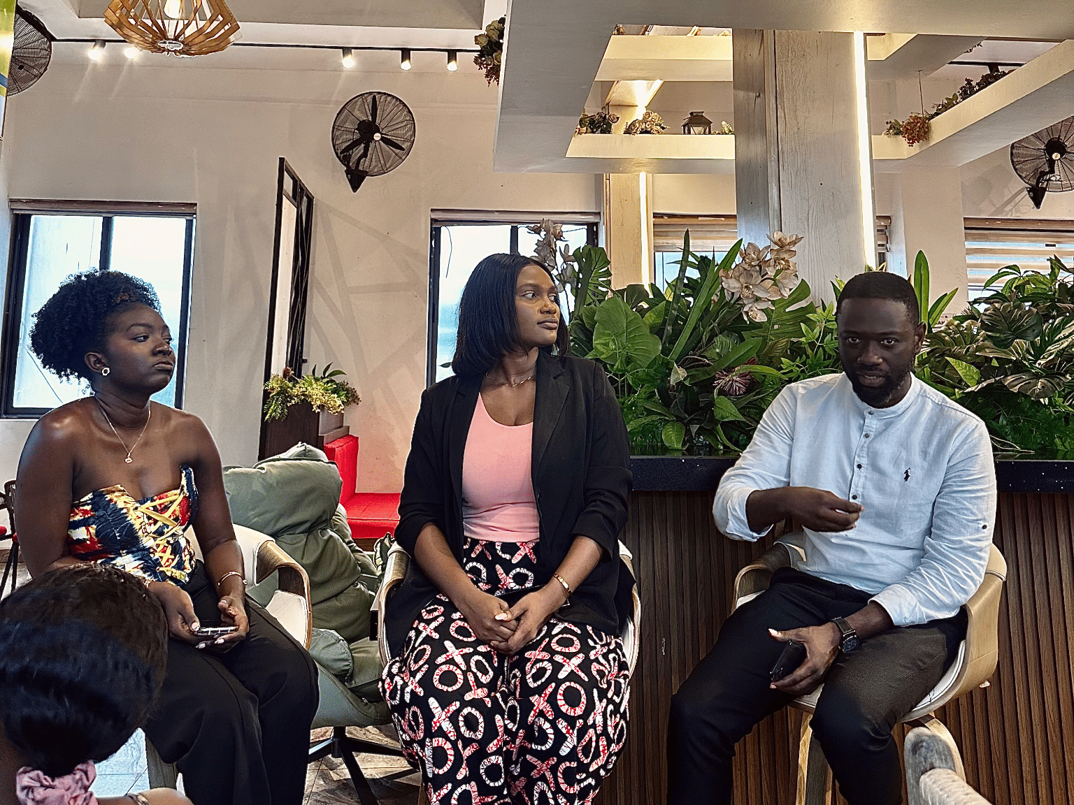 Creative Ascent meetup panel, Konayyy, Naa Mawufemor and Akwasi Boateng exploring the theme building a brand identity for creatives in Kumasi